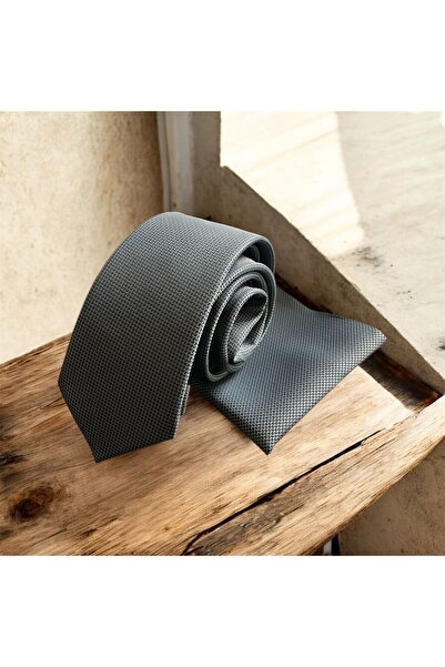 ZEKTON مجموعة منديل ربطات العنق باللون الرمادي |   أناقة عميقة 5 سم