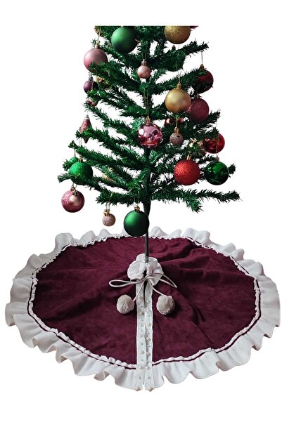 MODA NUR Husa pentru brad de Craciun. Bordeaux, tesatura din piele intoarsa. VĂ RUGĂM SA ÎNCONȚIȚI MĂSURA, PENTRU A COMANDA, 80 Cm