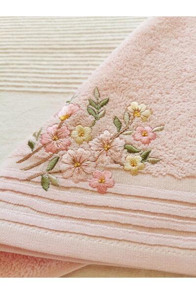 Halley Concept منشفة مطبخ مطرزة بالزهور بحجم 30 × 50 قطن 100%