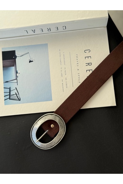 TABA BUTİK Oval Buckle Suede Women's Belt