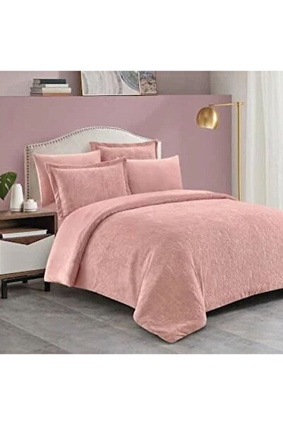 Reiashn مفرش لانا مخمل لون وردي شتوي مزدوج