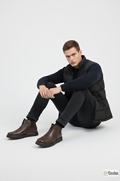 MARCOMEN Erkek Hakiki Deri Ortopedik Klasık Tarz Yarım Kısa Boğaz Günlük Bot MR26KB22012