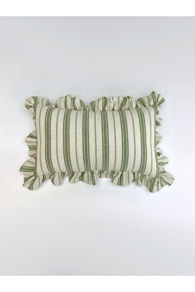Galia Tasarım غطاء وسادة مستطيل مموج مخطط من بوهيم - أخضر