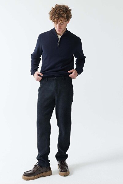 PAULMARK Men's Jogger Elastic Waist Velvet Trousers