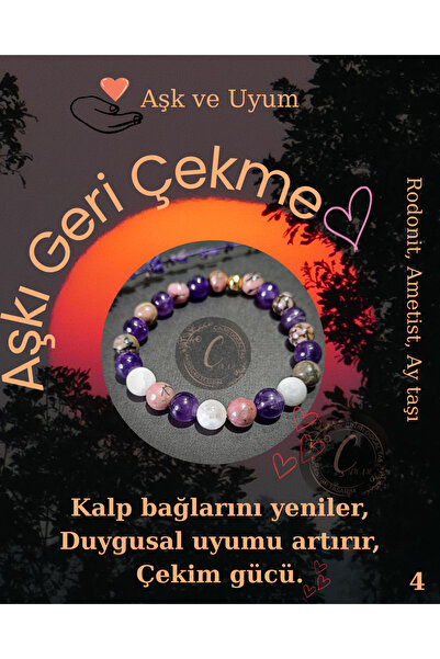 Doğal Tasarım Retracting Old Love (Love and Harmony) Natural Stone Bracelet