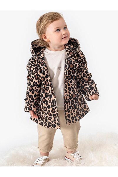 Butik KIZ BEBEK LEOPAR DESENLİ 3'LÜ KAPÜŞON CEKETLİ TAKIM