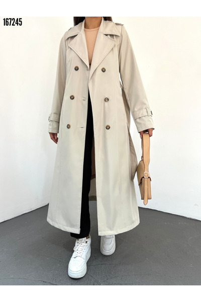 BZ Boutique Kemerli Astarlı Büyük Beden Trençkot 168670