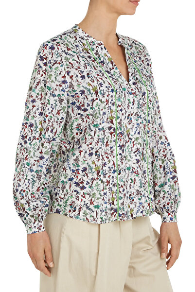 Tommy Hilfiger CO VOILE FLORAL V-NK Kadın Beyaz Gömlek