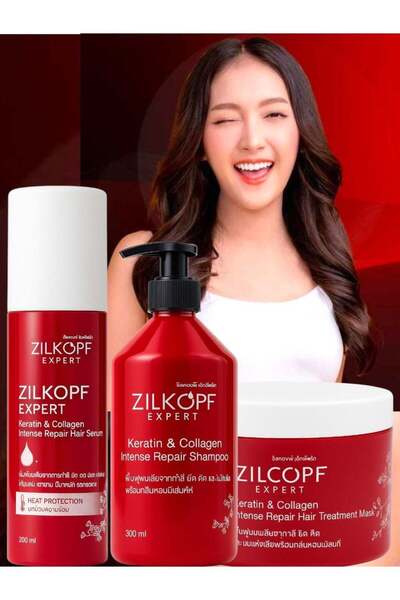 ZILKOPF مجموعة زيلكوبف إكسبيرت التايلاندية للشعر - سيروم الكيراتين والكولاجين...
