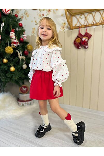 sobekidstore Girls' Shirt Skirt Set Cotton Shirt Skirt Bottom Top Set