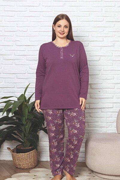 ALİMER Set de pijamale cu mânecă lungă, cu de tranziție nasturi, din bumbac, ...