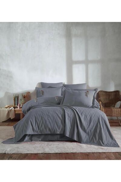 Şaheser Home Collection طقم غطاء لحاف وملاءة سرير من نوريس ساتان بايك. ألوان ...
