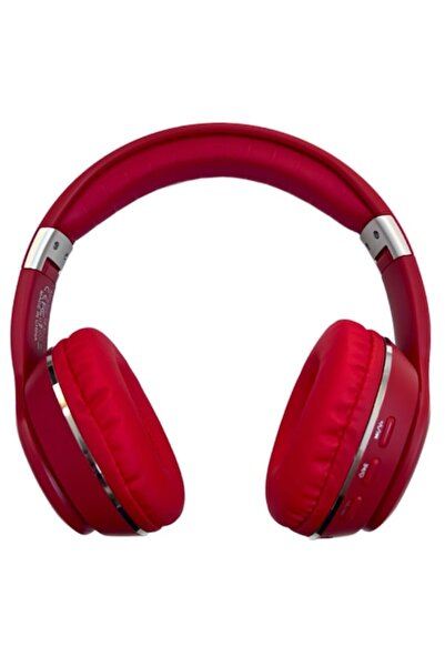 Andowl Elegant Red Wireless Headphones, Faux Leather, Bluetooth, HD Microphone, HiFi Stereo, TF Card Slot,