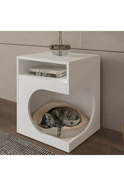 klubeconcept CalmCorner Kedi Köpek Evi ve Sehpa % 100 MDF BEYAZ