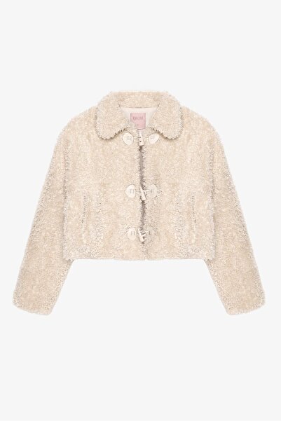Quzu Button Detailed Fur Coat Ecru