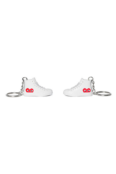 Converse x Comme Des Garçons "Play" Chuck 70 Hi "White" Keychain Set