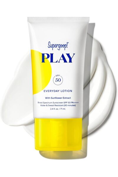 SUPERGOOP! لوشن PLAY اليومي، 2.4 أونصة - عامل حماية من الشمس 50 PA++++، واقي من الشمس واسع الطيف