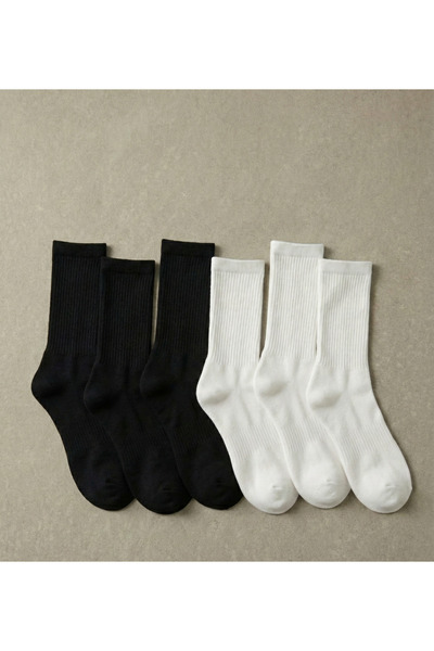 DRAV 6-عبوة جوارب تنس للجنسين باللونين الأسود والأبيض - جوارب أساسية ( خياطة ...