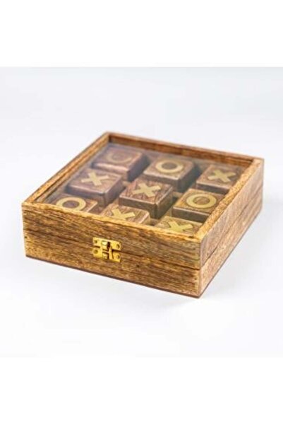 Generic XO (Tic Tac Toe) Wooden Board Game with Glass Lid and Secure Lock