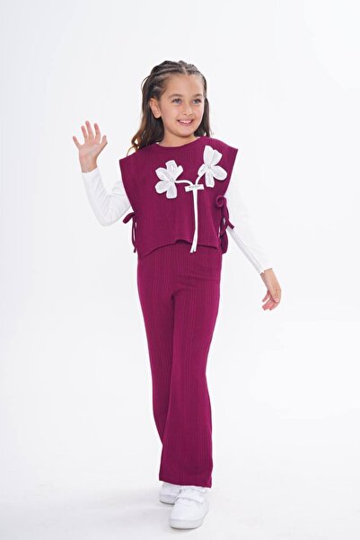 tunays shopping Set de 3 piese pentru fetiță, cu accesorii florale, top, pant...