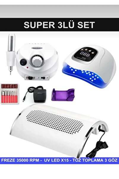 QNAİL PROFESSİONAL Protez Tırnak Kalıcı Oje Seti (FREZE MAKİNESİ + X15 UV/LED...