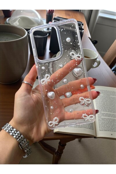 KVK PRİVACY Xiaomi Note 12 Pro 5g Uyumlu İnci Kalp Fiyonk 3D , Şeffaf, Darbe ...