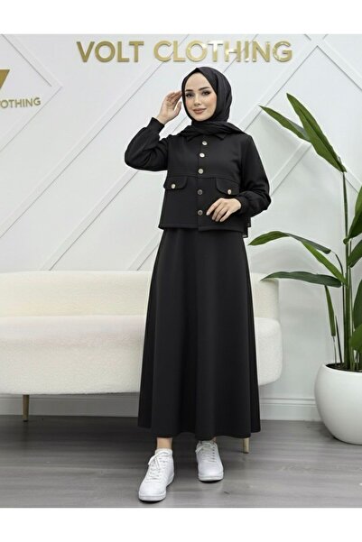 VOLT CLOTHİNG Gold Button Covered Skirt Suit