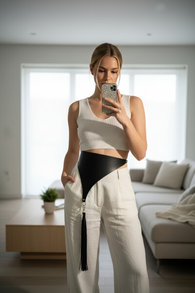 Angels Passion Черен дамски колан със стилна катарама Предложение за подарък