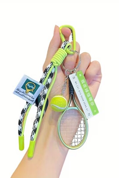 İLKYAZ Green Tennis Racket Bag Charm and Purse Accessory Keychain