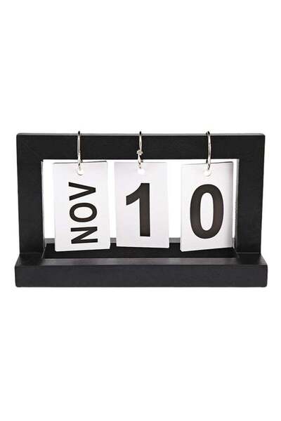 Generic Portable Wooden Calendar Black/White 20x9 centimeter
