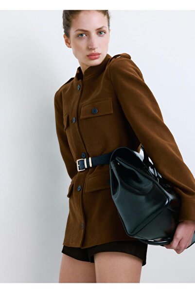 MANGO Woman Şerit yakalı cepli ceket