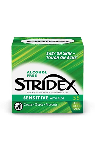 Stridex مسحات قطنية ستريدكس مكافحة لحب الشباب بالصبار للبشرة الحساسة 55 قطعة