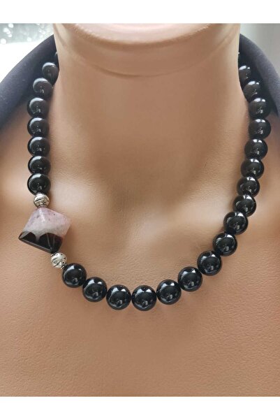 elinasaccessories Onyx& Akik Doğaltaş Kolye 14k Kaplama El Yapımı Enerji Burç...
