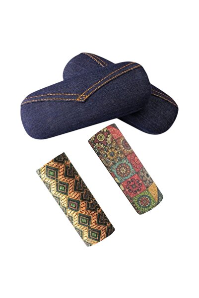 OEM Set of 4 sunglasses and eyeglasses cases, cork/metal material, magnetic closure, unisex