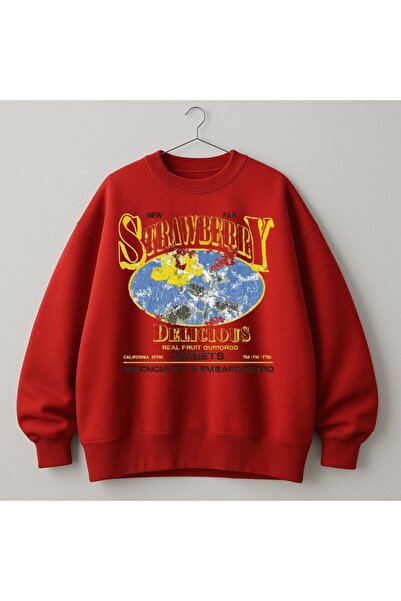 MAYDAY CULTURE Червена унисекс дамска и мъжка DTF печатна суитшърт с голям ра...