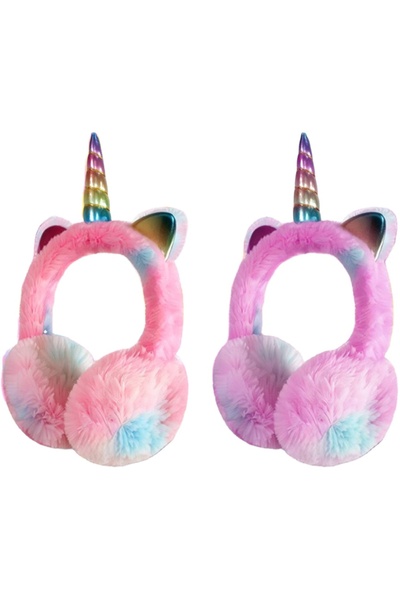 Generic WBK866 Furry Wireless BlueTooth Headphones Windproof Ear Muffs Faux Fur Fluffy Plush Cartoon Unicorn