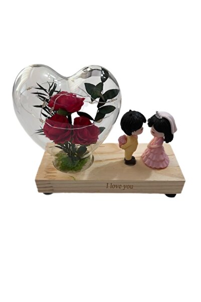 OEM Luminous decorative figurine with lovers and heart with flowers, with LED, Type 2