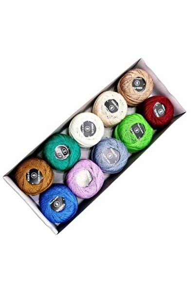 Perle Cotton yarn, box contains 12 colored beads