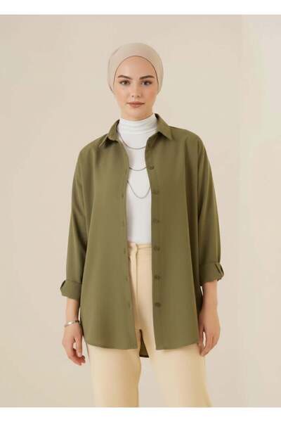 Asil Modest Kadın Oversize Uzun Basic Gömlek