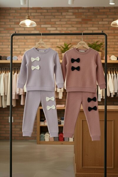 minikiss 2 bucăți 2 piese Set din două piese pentru fetiță, din bumbac, cu detaliu de fundătură