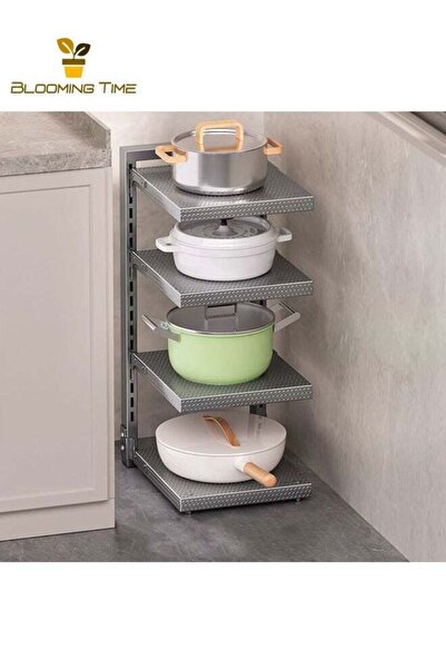 BLOOMING TIME رف تخزين مطبخ متعدد الطبقات أحادي الجانب - أسود