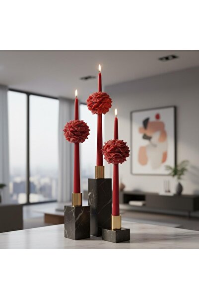 By Şirin Candle 3 lü Kokulu Şakayık Detaylı Mum RENK SECENEKLERİ MEVCUT (Şamd...