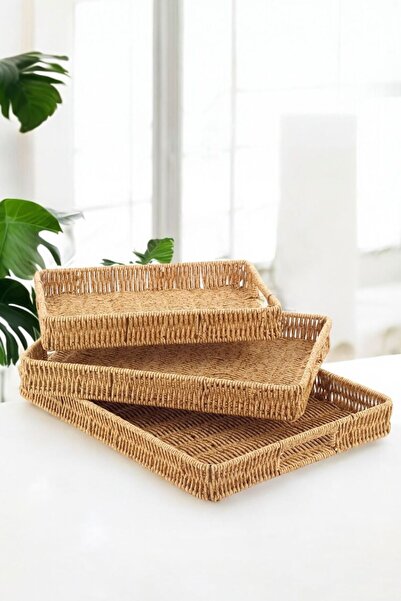 GLAMZE 3^lü Hasır Tepsi