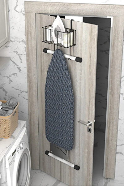ozbience Pratik Kapı Arkası Ütü Askılığı, Siyah, Ev ve Banyo İçin Aksesuar