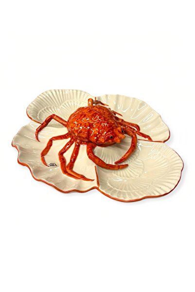 La Ceramica VBC V.B.C La Ceramica - Kırmızı 4 Bölmeli Yengeç Servis Sosluklu ...