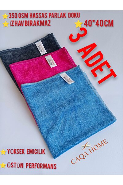 Mikrofiber 3'lü 40x40cm Parlak Kalite Ultra Lüks Cam ve Temizlik Bezi, Ultra Yumuşak ve Emici