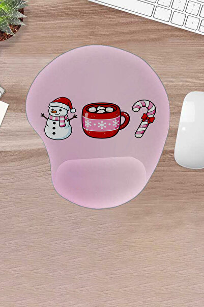 KARMAT داملا، تصميم السنة الجديدة، لوحة ماوس بنمط رجل الثلج للعام الجديد، لوحة ماوس بقاعدة غير قابلة للانزلاق، دعم للرسغ