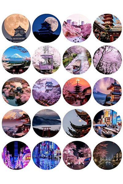 BENİMSER REKLAM Japon Sakura Manzara Sticker Seti – Dekoratif Japonya Temalı ...