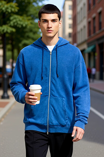 BENERLY Men's Hooded Zippered 100% Cotton Standard Sleeve Cardigan Functional...