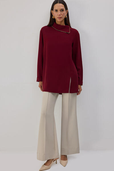 Touché Privé Crepe Tunic with Stone on the Collar